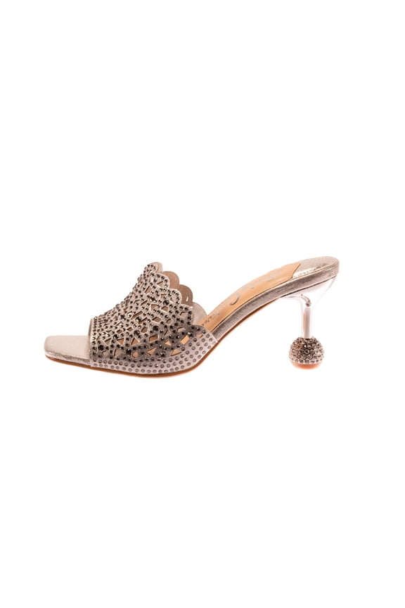 Fairy Rhinestone Heel Slide Cutout Femenine Design, Silver, 12