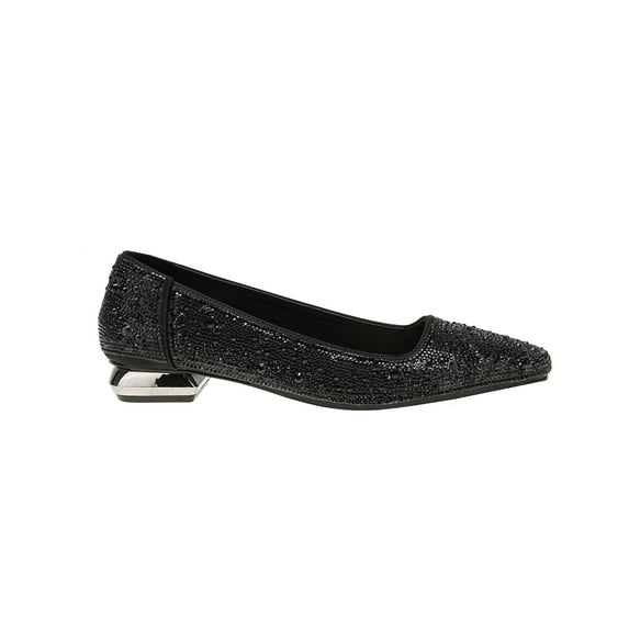Lady Couture Fever Rhinestone Flats, Black,10