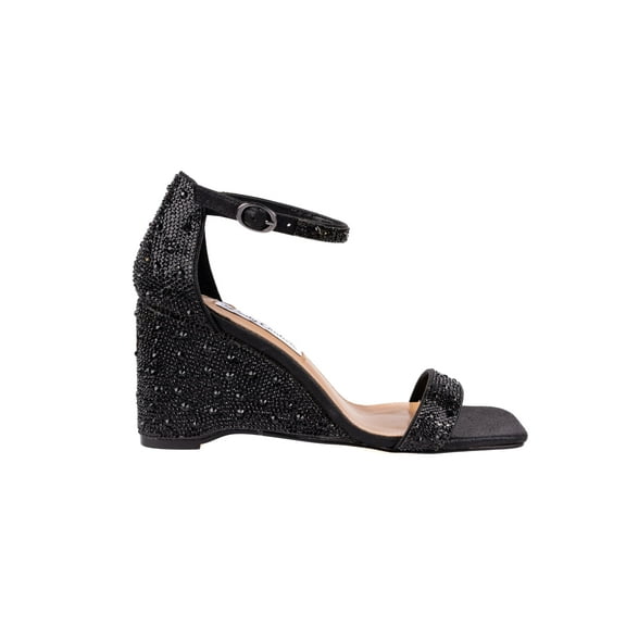 Lady Couture KLOE Rhinestone Wedge Heel Sandal, Black, 11