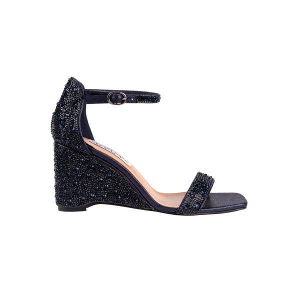 Lady Couture KLOE Rhinestone Wedge Heel Sandal, Navy, 10