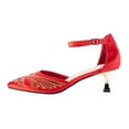 thumbnail image 1 of Lady Couture Kate Open Side Instep Strap Embroidered Pumps, Red, 12, 1 of 4