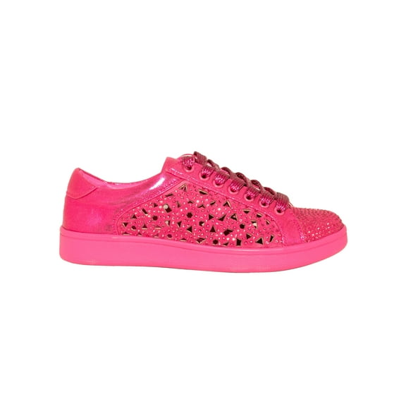 Lady Couture Laser Cut Sneakers with Rhinestone Women's Shoes, Paris, Fuchsia, 35