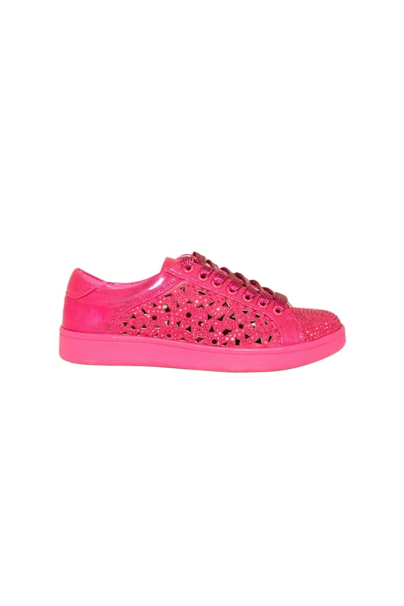 Laser Cut Sneakers with Rhinestone Women's Shoes, Paris, Fuchsia, 36