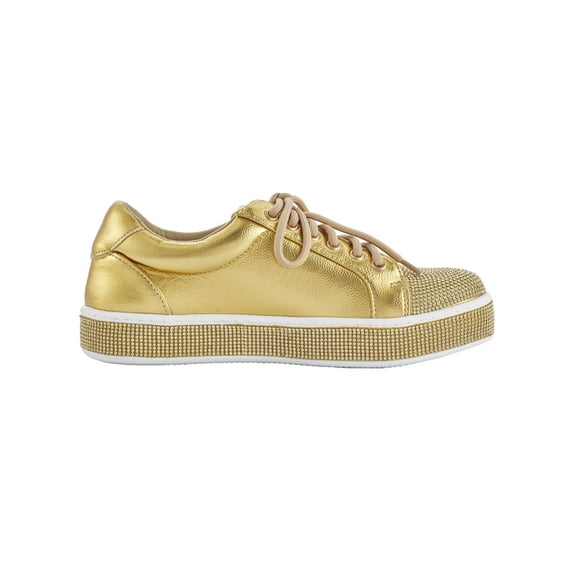 Lady Couture Legend Fashion Athletic Sneaker On A Glitzy Platform, Gold, 11