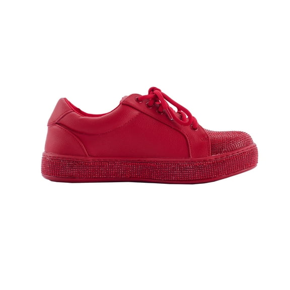 Lady Couture Legend Fashion Athletic Sneaker On A Glitzy Platform, Red, 13