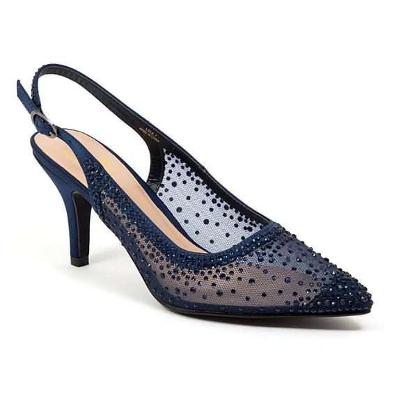 Lady Couture Lola Embellished Pointed Toe Slingback Pump, Navy, 9