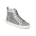 thumbnail image 1 of LADY COUTURE Flat Laser Cut High Top Bling Rhinestone Sneaker Women's Shoes New York Silver 35, 1 of 2