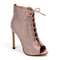 thumbnail image 1 of Lady Couture SHAKIRA-CHMP-35 High Heel-Open Toe Lace Up Rhinestone & Glitz Bootie, Champagne - Size 35, 1 of 1