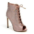 thumbnail image 1 of Lady Couture SHAKIRA-CHMP-40 High Heel-Open Toe Lace Up Rhinestone & Glitz Bootie, Champagne - Size 40, 1 of 1