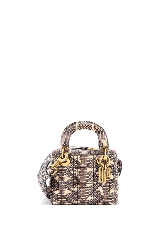 Lady Dior Bag Cannage Quilt Python Mini By Rebag