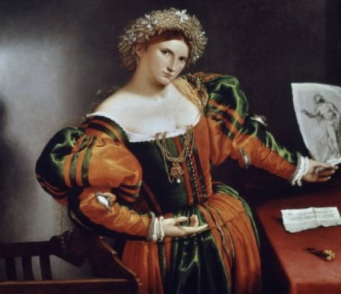 Lady With A Drawing Of Lucretia C1530-3 Lorenzo Lotto (ca1480-1556 Italian) Oil On Canvas National Gallery London England Canvas Art - Lorenzo Lotto (24 x 36)