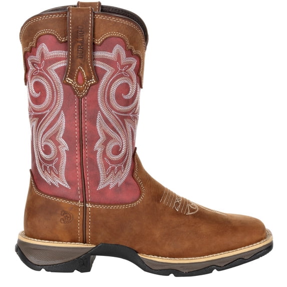 Lady Durango Women's Red Western Boot, Briar Brown And Rusty Red, Size 7(M)