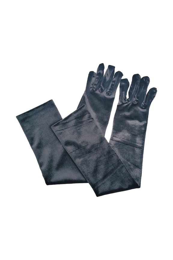 Lady Evening Dinner Gloves Pleuche Elegant Full Finger Gloves 1920s Women Black Gloves Bridal Wedding Gloves