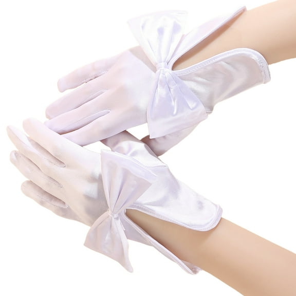 Lady Evening Dinner Gloves White Elegant Full Finger 1920s Women White Gloves Bridal Wedding