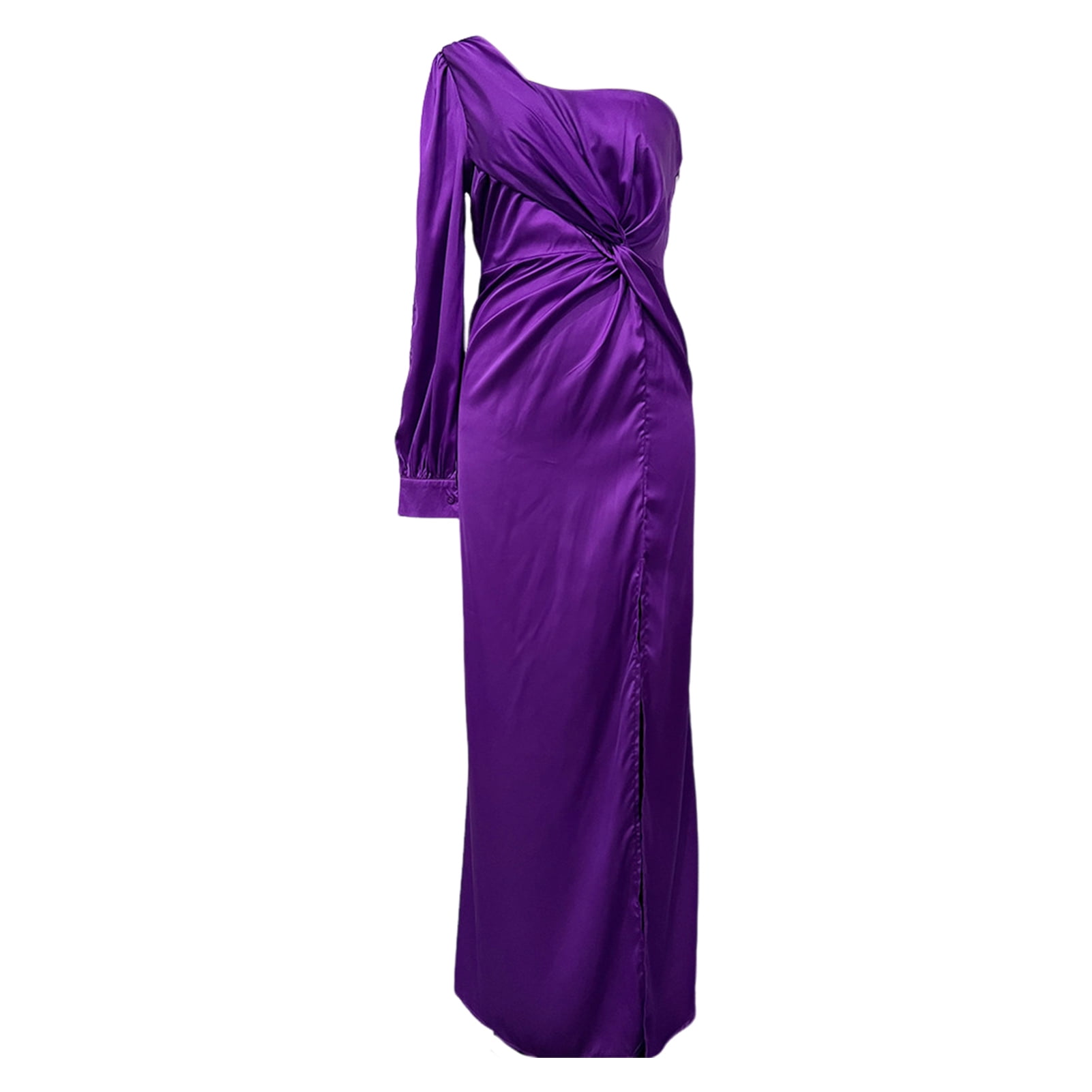 Chic Sheath One Shoulder Single Sleeve Midi Cocktail Dress