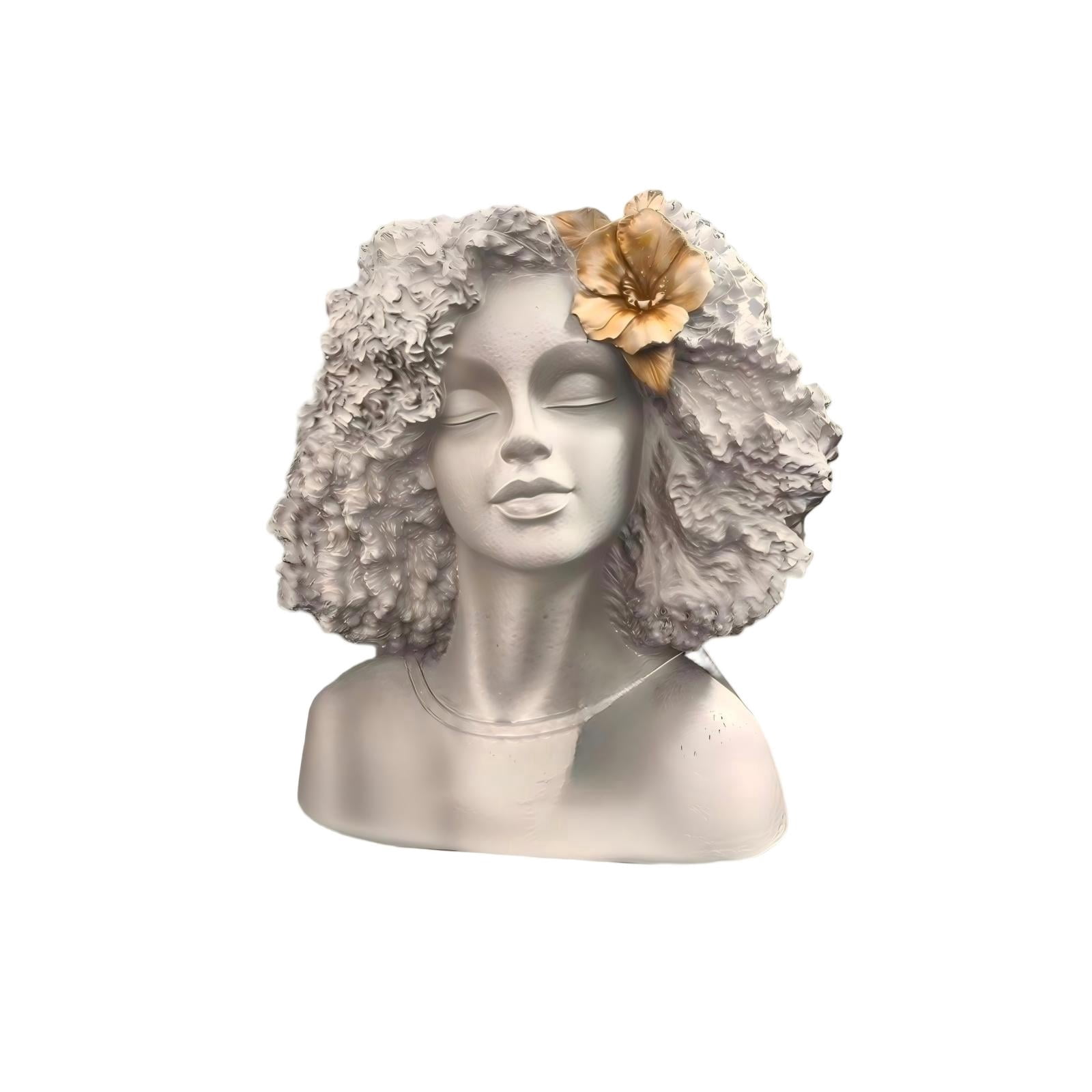 Lady Face Planter Pot, Head Planter Face Plant Pots - 11 Inch Flower Pot Succulents Large Outdoor Planters Indoor with Drainage Resin Lady Black Statue for Garden Home Decor Porch Gift (B)