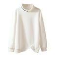 thumbnail image 1 of Lady Fall Winter Sweatshirt Stand Collar Neck Protection Long Sleeves Thick Solid Color Pullover Loose Keep Warm Daily Wear Sport Commuting Top, 1 of 8