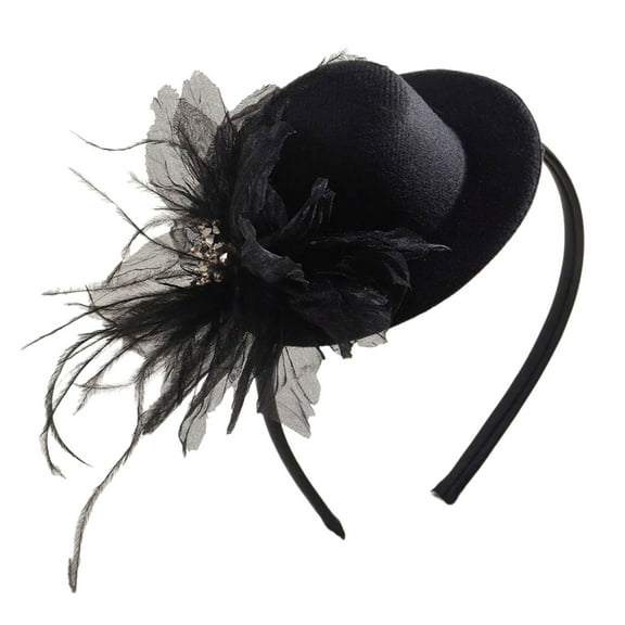 Lady Fascinator Hat Elagant Headband Feathered Headdress for Makeup Party Masquerades Flapper Cosplay