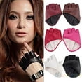 thumbnail image 1 of Lady Fashion Faux Leather Half Finger Gloves Driving Pole Dancing Show Gloves, 1 of 1