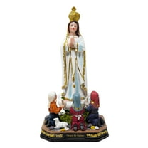 Our Lady of Fatima Statue (Virgen de Fátima) – Hand-Painted Resin Figurine with Shepherd Children, 8", 12", 24" Sizes, Ideal for Home or Church Decor (Sx8"inches)