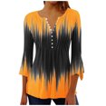 thumbnail image 1 of Lady Front Pleated Striped Printed Shirts 3/4 Length Sleeve Womens Tops Lady Summer Loose V-Neck Eyelet T-Shirts Juniors Dressy Casual Tunic Blouses, 1 of 4