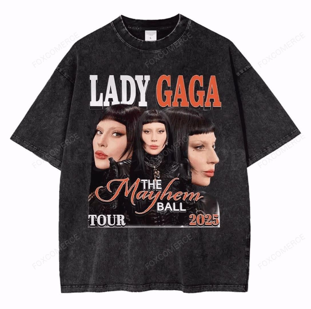 T-shirt Tour Lady Gaga « The Mayhem Ball » - Coupe Oversize Unisexe - Blanc - Neuf Sans étiquettes