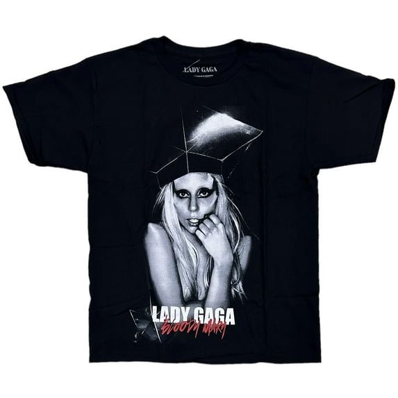 Lady Gaga Men's Official Merchandise Bloody Mary Song Portrait Print Tee T-Shirt (X-Small, Black)