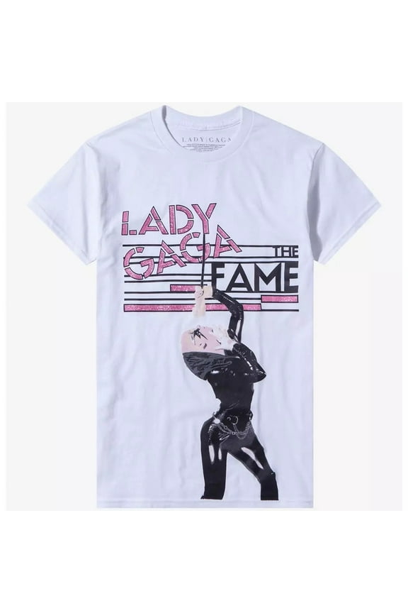 Womens Official Merchandise The Fame Glitter Boyfriend Fit Tee T-Shirt (X-Large, White)