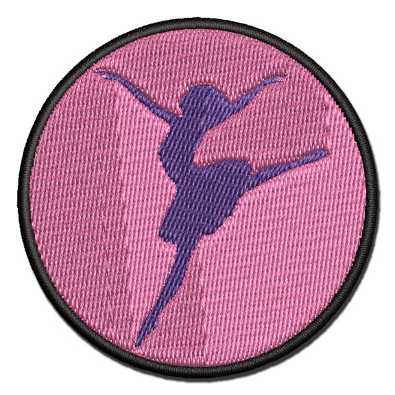 Lady Girl Ballerina Dancing Jumping Ballet Dance Applique Multi-Color Embroidered Iron-On Patch - 3 Inch Medium