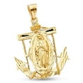 thumbnail image 1 of Lady Guadalupe Anchor Charm Solid 14k Yellow Gold Virgin Mary Mariner Pendant Fancy 35 x 32 mm, 1 of 1