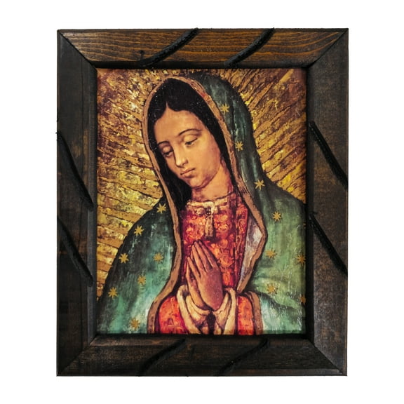 Lady of Guadalupe Mc  Rustic Frame virgen de guadalupecuadro rustico 10x12 inches Mexican Art,Perfect Gift for Any Occasion, Expresses Hope, Love, and Compassion