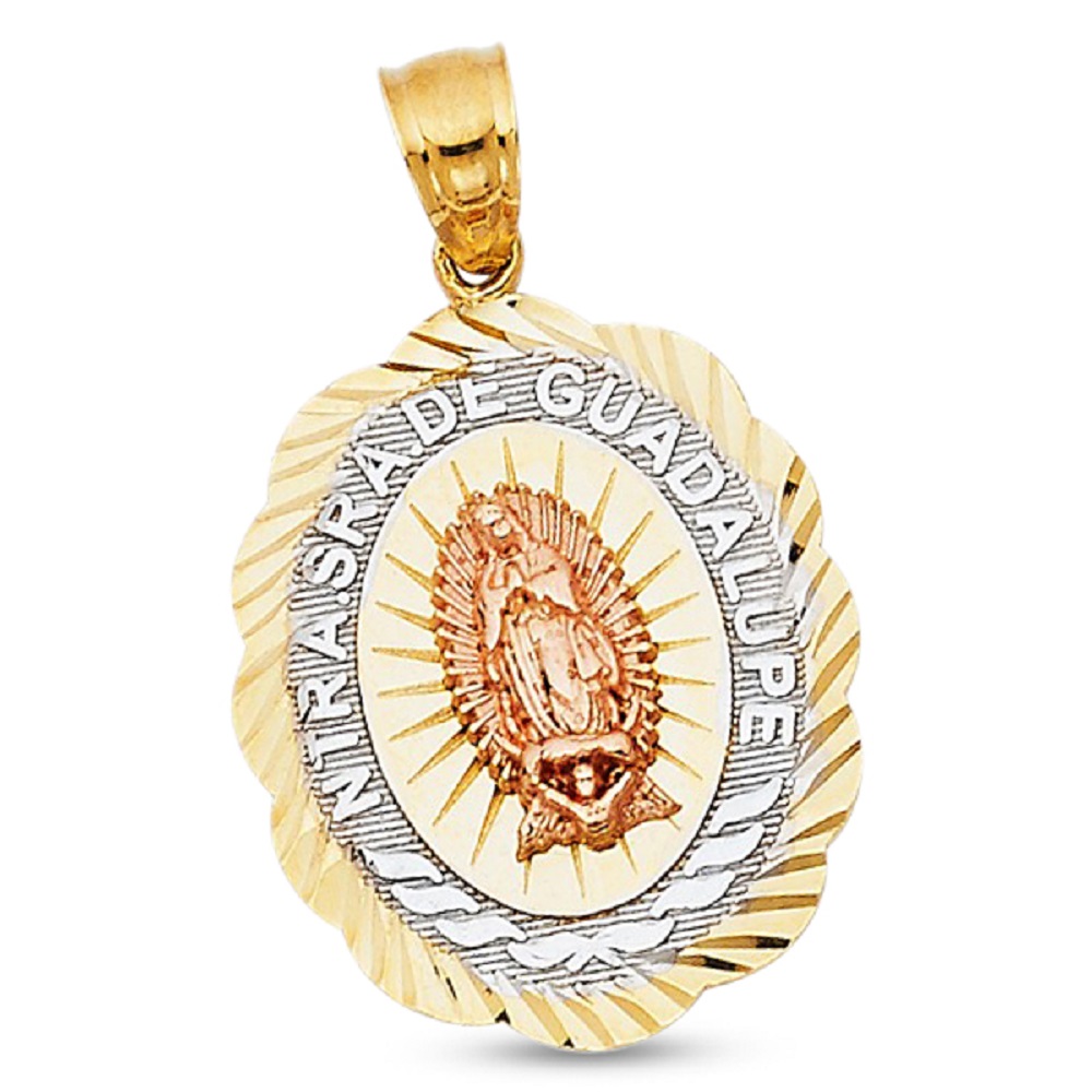 Lady Guadalupe Medal Pendant 14k Yellow White Rose Gold Virgin Mary ...