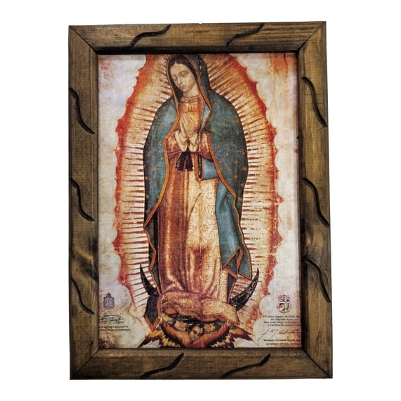 Lady of Guadalupe Rustic Frame Virgen De Guadalupe Cuadro Rustico imagen 10x12 inches Unique Mexican Art. Spiritual Healing, Authentic Design, Perfect Home Decor. Ideal Gift with Meaning!