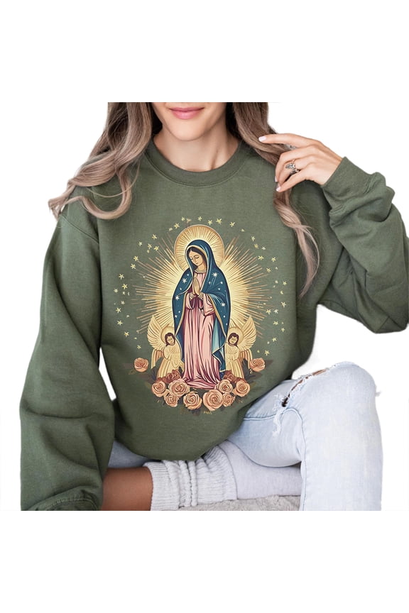 Our Lady of Guadalupe Sweatshirt Virgin Mary Catholic Feast Day Pullover, Religious Church Wear, Christian Faith Apparel, Spiritual Gift for Men and Women