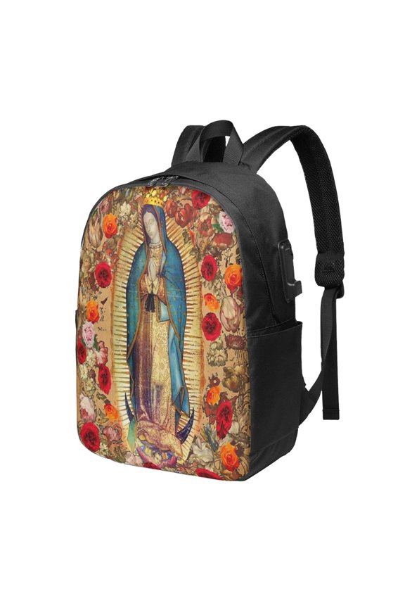 Our Lady Of Guadalupe Virgin Mary Catholic Mexico Poster Backpack Fashion Travel Backpack Laptop Backpack 17 Inch External Usb Interface Headphone Line Interface