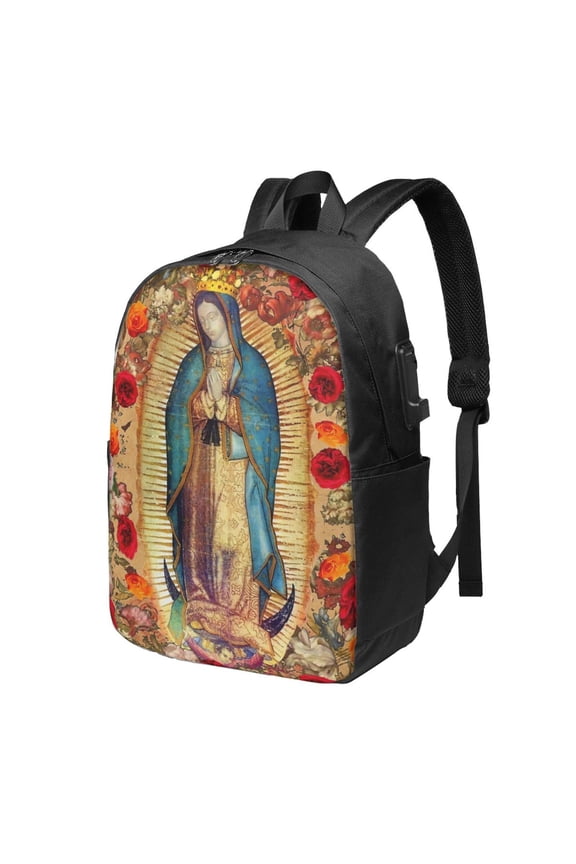 Our Lady Of Guadalupe Virgin Mary Catholic Mexico Poster Backpack Fashion Travel Backpack Laptop Backpack 17 Inch External Usb Interface Headphone Line Interface