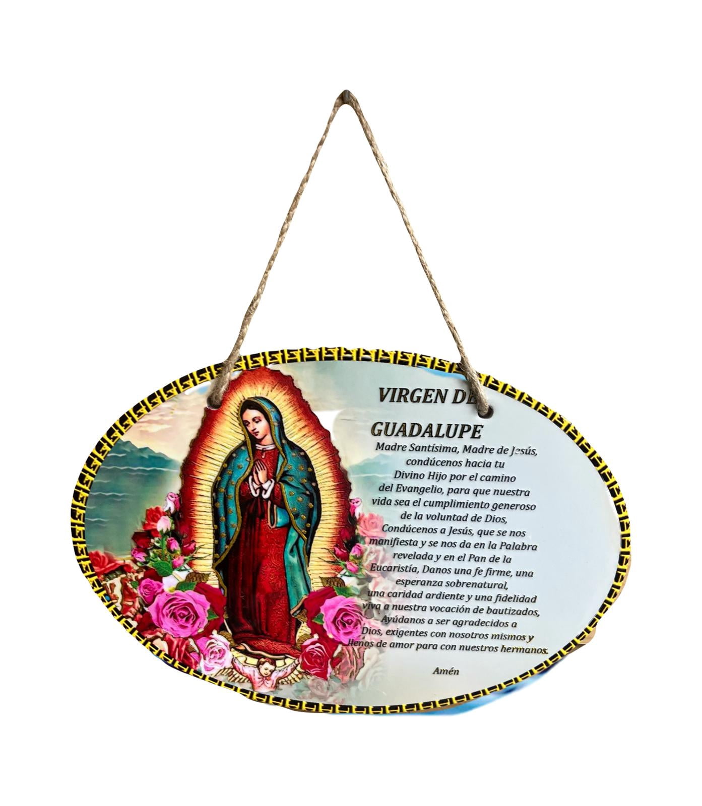 Our Lady of Guadalupe Wall Hanging Plaque – 8"x11.5" Ceramic | Oración a la Virgen de Guadalupe in Spanish | Catholic Religious Decor for Home, Altar, or Church | Spanish Prayer Art