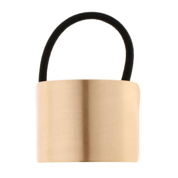 Lady Hair Ponytail Ring Cover Half Metal Cuff Wrap Holder Headband Elastic Style Band - Gold