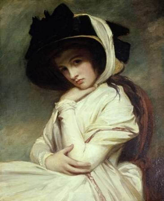 Lady Hamilton in a Straw Hat Canvas Art - George Romney (20 x 24)