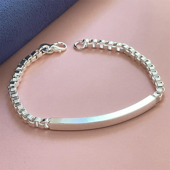 Lady Hand Jewelry Bracelet Chain Lobster Clip Wide Silver Color Thick Bangle for All Occasions Anniversaries Birthdays Holidays Present