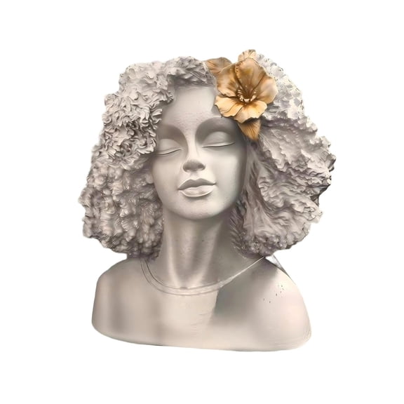 Lady Head Planter Afros Bust Head Planters Viral White Queen Plant Pots Polyresin Face Vase for Indoor Plants Art Flower Vase Pots Centerpieces for Table Shelf Office Home Decor Gifts for Women Mom