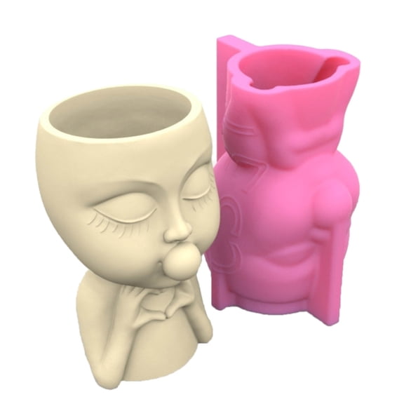 Lady Head Vase Mold Epoxy Molds Small Flower Pots Silicone Molds Succulents Storage Holder Mould Office Decorations