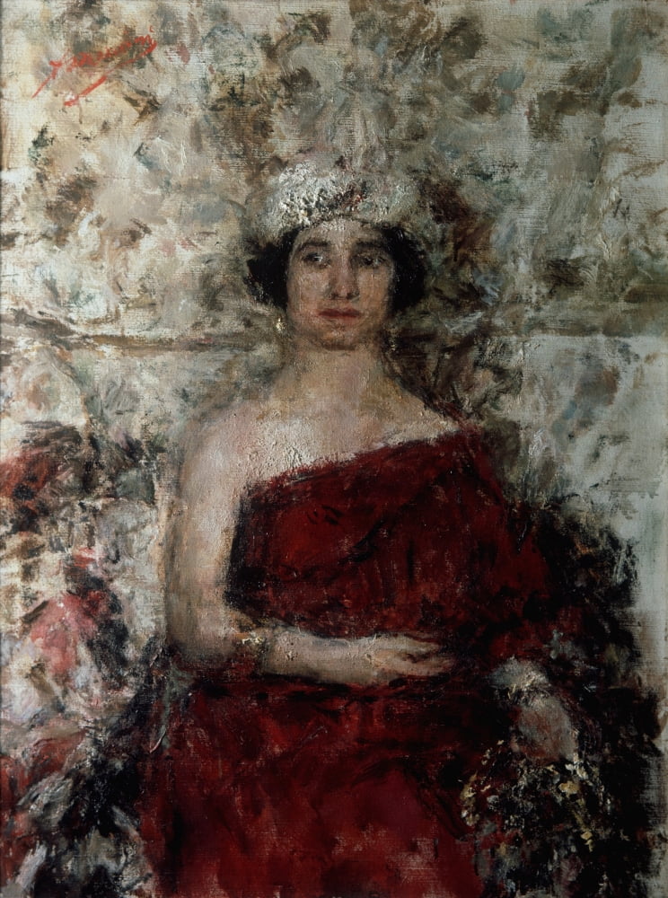 Lady In Red With A Turban (Signora In Rosso Con Turbante) Canvas Art - (18 x 24)