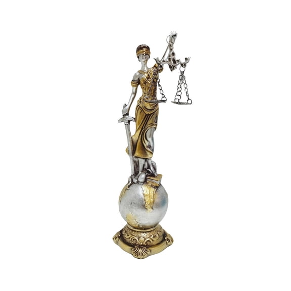 Lady Justices Sculpture Resins Blind Law Woman Figurine with Scale Ornament for Bookshelves and Law Decors Gift