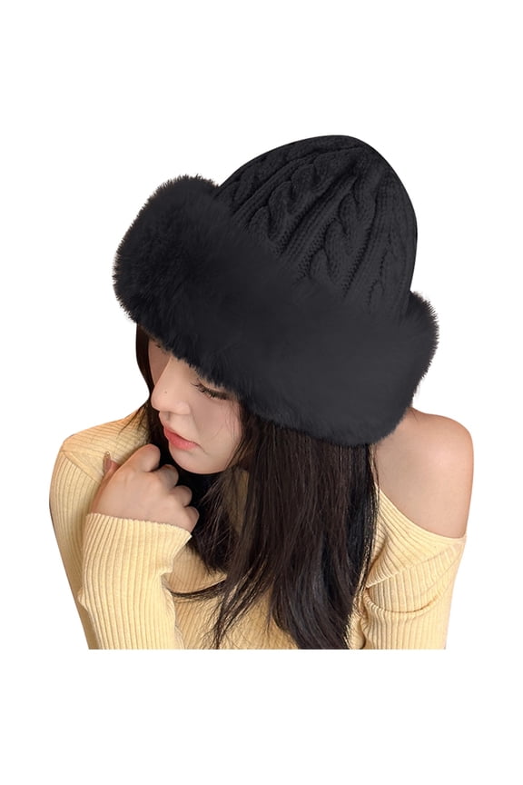 Lady Knitted Hats Women Solid Caps Winter Lady Party Fashion Hat Skullies Hat Wide Fuzzy Hat for Winter Mad Hat Men Plaid Hat with Ears for Women Hats with Ears Mens Snow Hat Cool Winter Hat Men