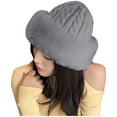 thumbnail image 1 of Lady Knitted Hats Women Solid Caps Winter Lady Party Fashion Hat Skullies Winter Hays for Babies Clementine Hat Large Mens Winter Hat Mens Warm Hat Ear Covers for Winter Tapper Hat Leather Rabbit Ears, 1 of 3