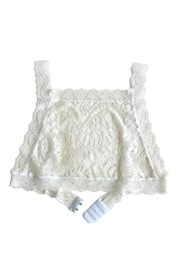 Lady Lace Square Neck Bralette Insert Overlay Modesty Panel Vest Cleavage Cover Modesty Panel