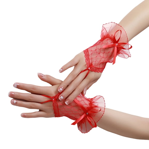 Lady Lace Wrist Cuffs Arm Accessories For Women Featuring Exquisite Bows Detail Great For Cosplay