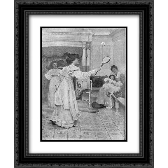 Lady Laura Theresa Alma Tadema 2x Matted 20x24 Black Ornate Framed Art Print 'Battledore and Shuttlecock'
