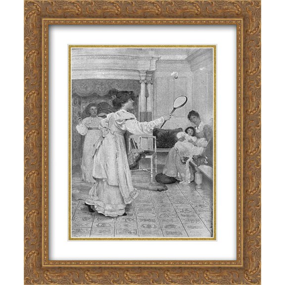 Lady Laura Theresa Alma Tadema 2x Matted 20x24 Gold Ornate Framed Art Print 'Battledore and Shuttlecock'